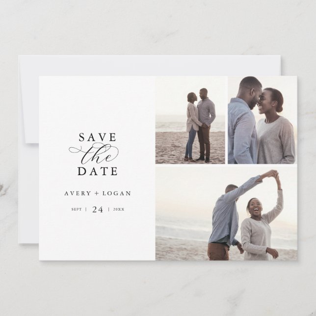 Reserve A Data Colagem de Fotografias do Script 3 Elegante Guarda (Frente)