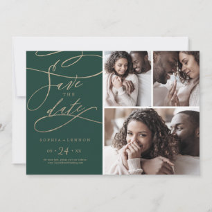 Reserve A Data Colagem de Fotografias Romântica Verde 3