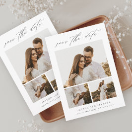 Reserve A Data Colagem de Fotos 3 Script Moderno Elegante