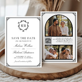 Reserve A Data Colagem de Fotos com Código QR Monograma Casamento