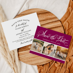 Reserve A Data Colagem de Fotos de Casamento Berry Calliographic