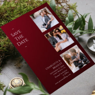 Reserve A Data Colagem de Fotos de Casamento Burgundy Four
