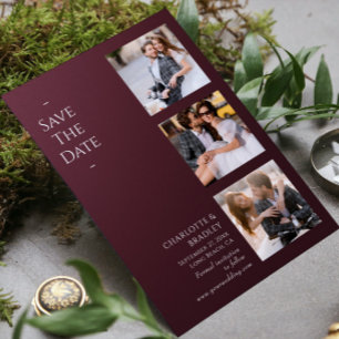 Reserve A Data Colagem de Fotos de Casamento Burgundy Four