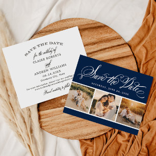 Reserve A Data Colagem de Fotos de Casamento de Script de Caligra