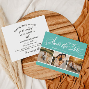 Reserve A Data Colagem de Fotos de Casamento do Script Aqua Calli
