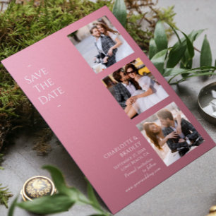 Reserve A Data Colagem de Fotos de Casamento Rosa Poeirento Moder