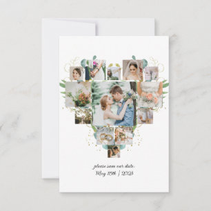 Reserve A Data Colagem de Fotos de Coração Casal Casamento Salvar