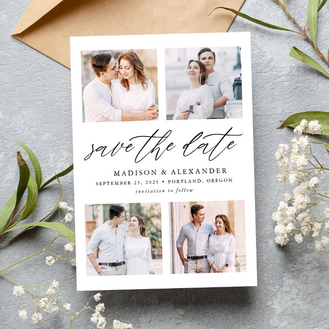 Reserve A Data Colagem de Fotos Elegant Script 4 (Criador carregado)