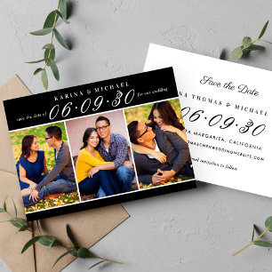 Reserve A Data Colagem de Fotos Elegante de Casamento Negro e Bra