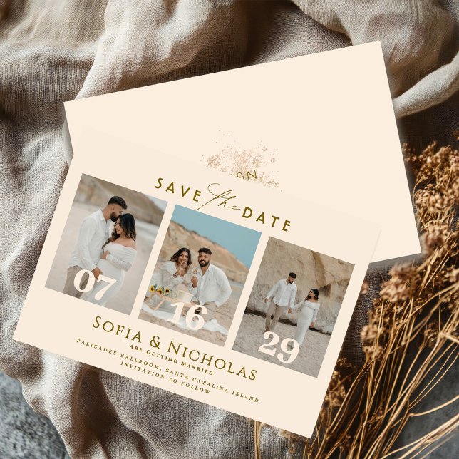 Reserve A Data Colagem de Fotos Moderna Boho Casamento (Criador carregado)