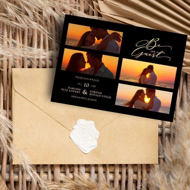 Reserve A Data Colagem de Fotos Pretas 4 Seja nosso Casamento de  (Criador carregado)