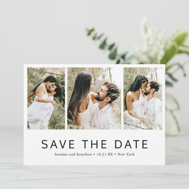 Reserve A Data Colagem de Fotos Simples Minimalista Casamento Mod (Em pé/Frente)