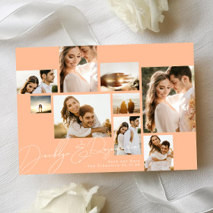 Reserve A Data Colagem de Pêssego Moderno de Verão, Qr Code Multi