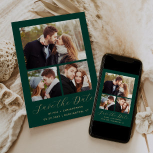 Reserve A Data Colagem mínima de 3 fotos Emerald Green Dourada