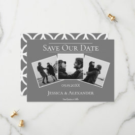 Reserve A Data Colagem Simples de 3 Fotos | Cinza Save The Date