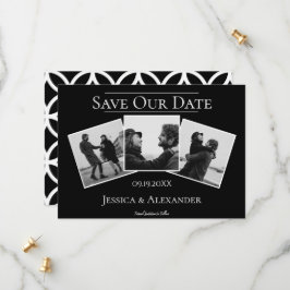 Reserve A Data Colagem Simples de 3 Fotos | Save The Date Preto