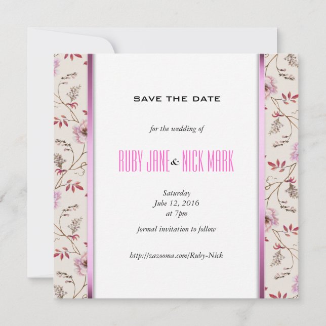 Reserve A Data Coleção de casamento floral RomanticCharm (Frente)
