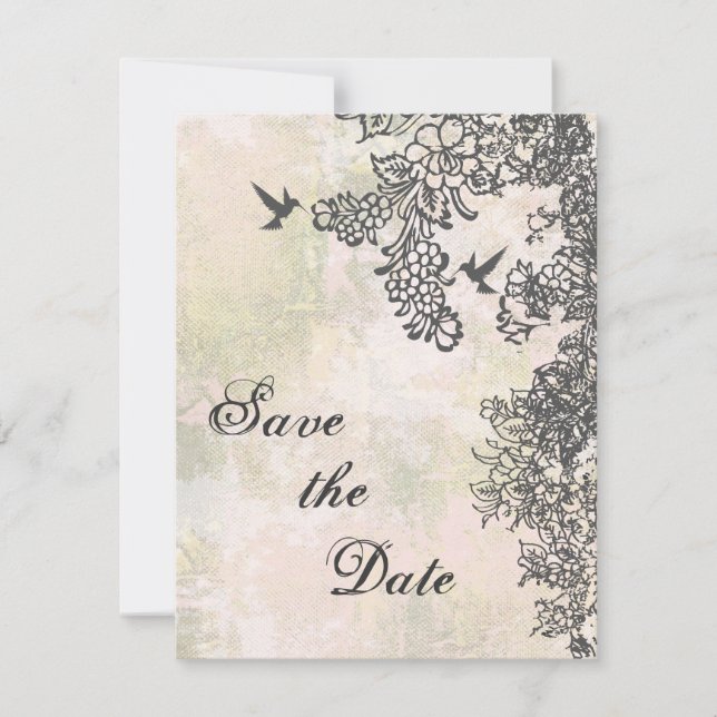 Reserve A Data Colibri Floral Salvar a Data Aviso de Casamento (Frente)