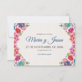 Reserve A Data Colorful Floral Botanical Fiesta Spanish Wedding