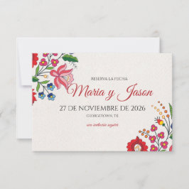 Reserve A Data Colorful Floral Botanical Modern Spanish Wedding