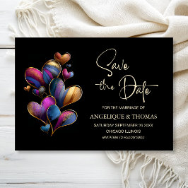 Reserve A Data Colorful Hearts Wedding Save the Date