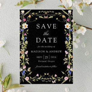 Reserve A Data Colorido Campo de Flores Silvestres Casamento Pret