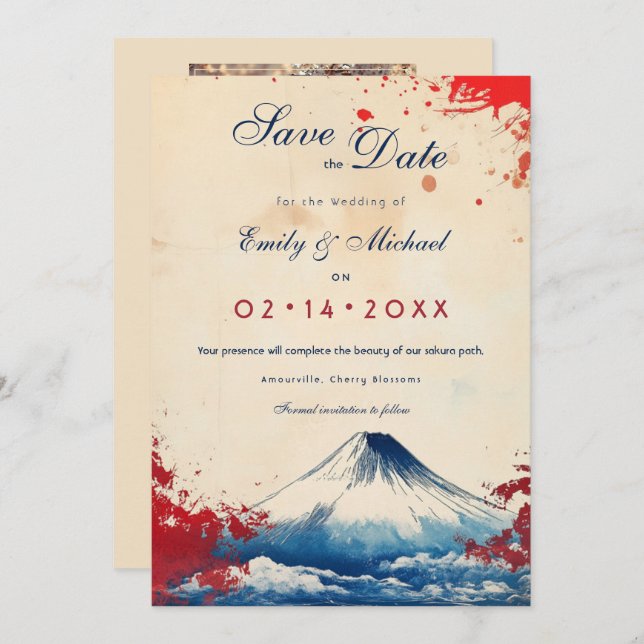 Reserve A Data Com foto Japonesa Harmonia com Fuji (Frente/Verso)