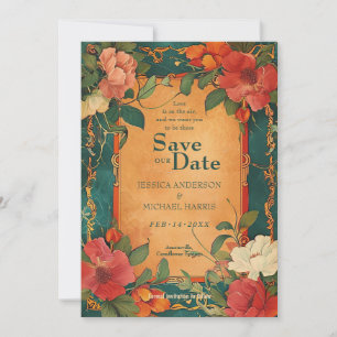 Reserve A Data 🌹 com Rosa de QR Romance: Art Nouveau Splendor