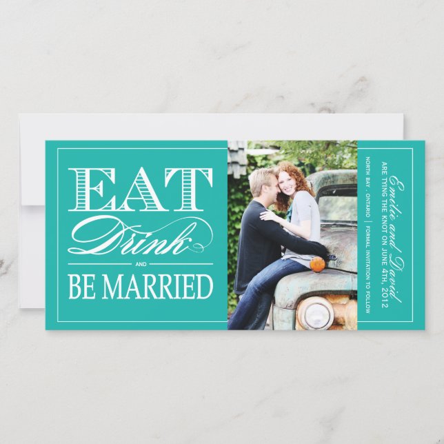 Reserve A Data Coma, beba e seja casado Salvar a data Convidado (Frente)