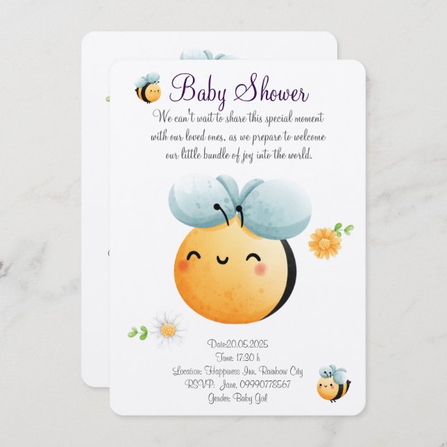 Reserve A Data Concurso de abelha de aquarela (Frente/Verso)