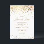 Reserve A Data Confetes em Pontos de Folha de Ouro Falso para Cas<br><div class="desc">Adicione um toque de luxo e brilho ao seu anúncio de casamento com este deslumbrante Cartão de Save the Date com Confetes em Folha de Ouro Falso. Com um lindo design de confetes com elegantes detalhes em folha de ouro falso. A escrita delicada e fluída complementa perfeitamente os detalhes cintilantes,...</div>