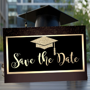 Reserve A Data Confeti Dourado Glitter Grad Marrom Salvar A Data