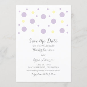 Reserve A Data Confetti Amarelo Roxo Guardar Convidado de Data