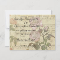 Conjunto de casamento de partitura musical e Rosa 