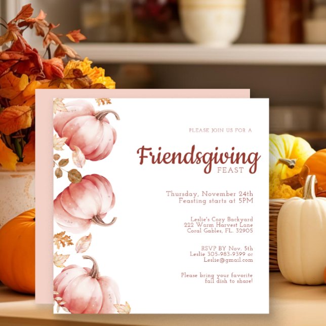 Reserve A Data Convidado para Abastecimento de Pumpkin Moderno co (Friendsgiving Pumpkin Invitation)