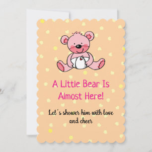 Reserve A Data Convidar Design de Chá de fraldas do Urso Rosa Doc