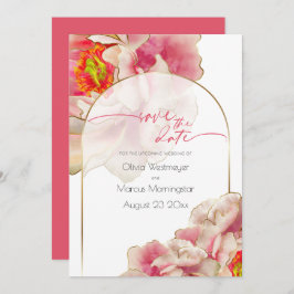 Reserve a Data | Convite à Rosa de Coral Exótico