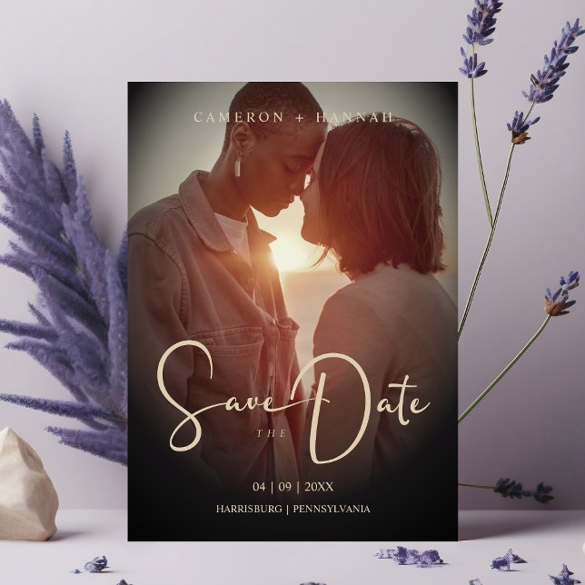 Reserve A Data Cool Script Sophisticated Fake Golden Trendy Photo (Criador carregado)