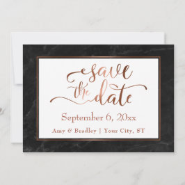 Reserve A Data Copper Script & Black Marble Casamento Salve a Dat