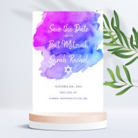 Cor da Água Moderna Azul Púrpura Estrela BAT MITZV