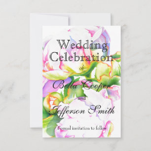 Reserve A Data Cor de água floral de pénia branca-rosa-Elegante