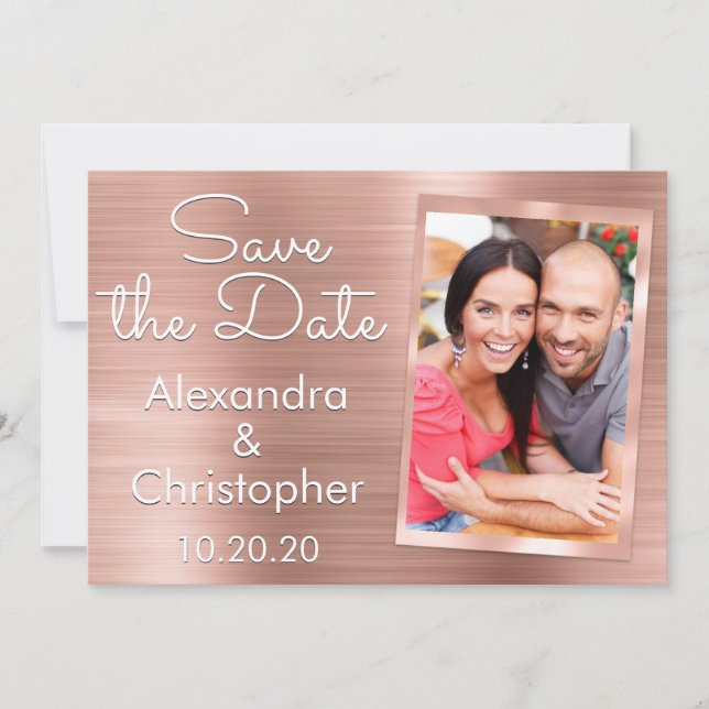 Reserve A Data Cor-de-rosa | Rosa Dourado Casamento Salvar a Data (Frente)