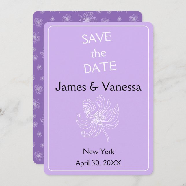 Reserve A Data Cor púrpura clara e leigos brancos. (Frente/Verso)