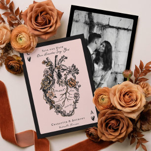 Reserve A Data Coração Anatômico Floral de Halloween Gótico Foto