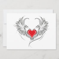 Coração Anjo Vermelho com asas