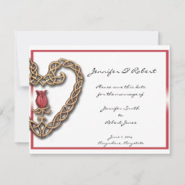 Reserve A Data Coração Celta com Rosa vermelha Salvar a Data