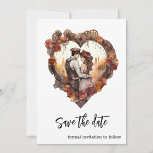 Reserve A Data Coração de Casamento Romântico Steampunk