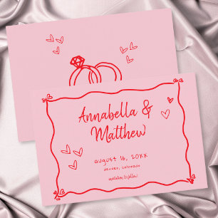 Reserve A Data Coração Desenhado à Mão Cor-de-Rosa Casamento Mode