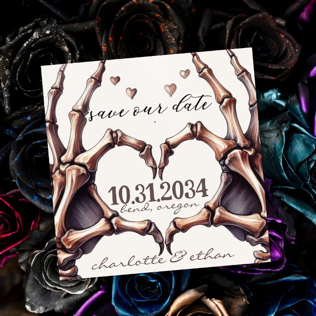 Reserve A Data Coração Esqueleto (Save the Date Gothic Wedding)