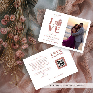 Reserve A Data Coração Floral Moderno Foto Casamento Script TLW26